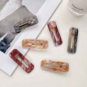 Chic Rectangular Marble Pattern Hair Clips Acrylic Acetate Water Ripple Duckbill Side Clip For Women Elegant Hairpins