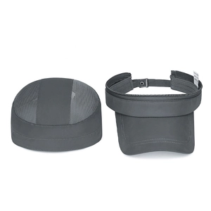 Quick-dry outdoor sun hat with detachable zipper top and mesh ventilation in dark grey