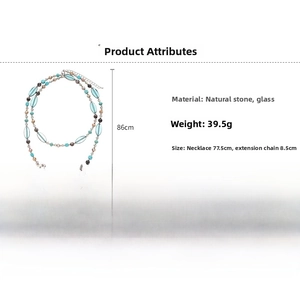 Tableau des tailles pour collier en pierres naturelles avec longueur totale de 86cm
