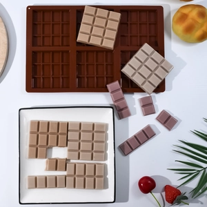 Molde de silicona marrón de 6 cavidades para chocolate con pasteles rectangulares