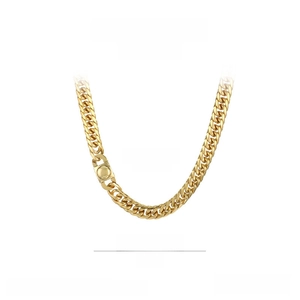 Détail du collier à maillons cubains dorés de 9mm en acier avec spécifications