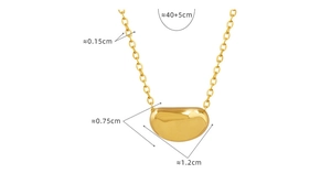 Detailed dimensions of the 18k gold plated bean pendant necklace with size annotations