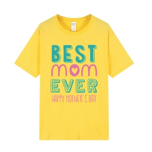 T-shirt jaune pour la fête des mères avec imprimé Best Mom Ever et coupe décontractée