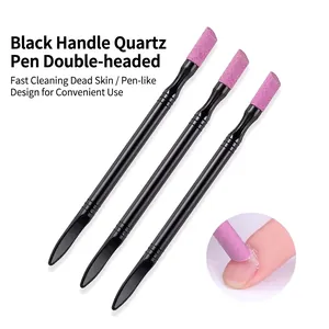 Nail Cuticle Remover Pen Dual-Ended Quartz Stone Grinding Rod Dead Skin Scraper Plastic Handle Manicure Care Tool