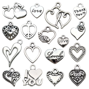 Vintage Alloy Heart Charms Antique Silver Love Letter Thank You Pendants For DIY Necklace Bracelet Keychain Jewelry Making