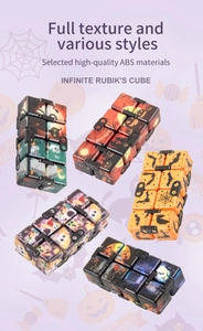 Detailed set of Halloween infinity cubes with pumpkin and ghost patterns in ABS material