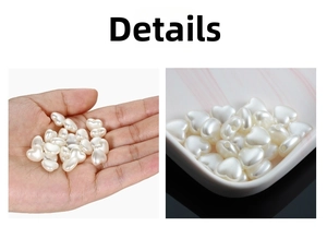 Macro detail of cream white heart-shaped imitation pearl beads for DIY jewelry making
