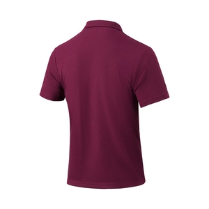 Detailed back view showing burgundy waffle knit texture on men's short sleeve polo shirt