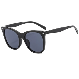 Classic black oversized cat-eye sunglasses with silver dot metal accents for women