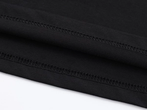 Close-up of high-density double-needle stitching and texture on black knit fabric