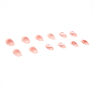 Pink gradient press-on nails set with sweet heart patterns on white background