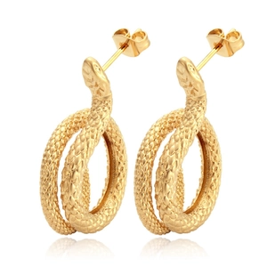 Boucles D'oreilles Serpent Avec Tige En Acier Inoxydable Galvanisé Bijoux Animaux Rétro Pour Femmes Style Tendance