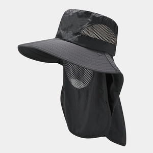 Outdoor Sun Hat With Face Mask And Neck Flap UV Protection Breathable Quick Dry Polyester Mesh For Fishing Hiking