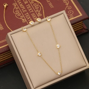 Heart Oval Zircon Stainless Steel Necklace Earrings Bracelet Jewelry Minimalist Fashion For Women