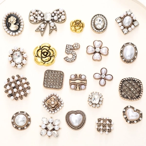 DIY Accessories Charms Zinc Alloy Imitation Artificial Pearl Rhinestone Vintage Camellia Flower Heart For Phone Case Shoe Decor