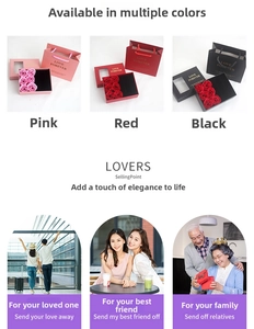 Three-color soap rose flower jewelry gift box set with LOVE FOREVER transparent window bag