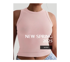 Detailed view of pink ribbed knit tank top showing slim fit texture and round neck style