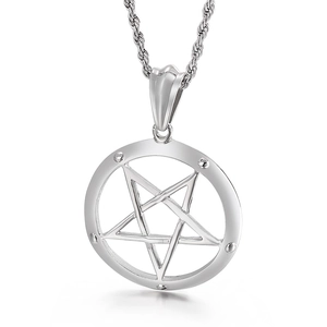 Gothic Pentagram Pendant Necklace Stainless Steel Punk Ouroboros Hexagram Jewelry For Men Hip Hop Rock Vintage Metal Accessory