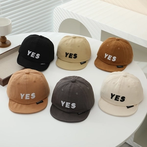Classic cotton baby baseball caps with YES embroidery in six solid earth tone colors