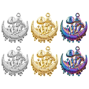 304 stainless steel mushroom and crescent moon pendants in gold silver and rainbow finishes