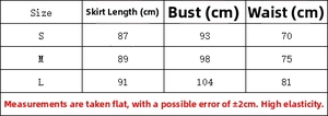 Detailed size chart for floral V-neck dress showing length, bust, and waist dimensions