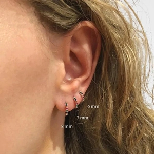 S925 silver earrings with colorful zircons in 6mm, 7mm, and 8mm sizes for layering