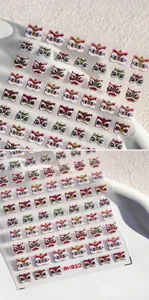 Macro detail of M-912 traditional Chinese lion dance nail art stickers with silver stamping