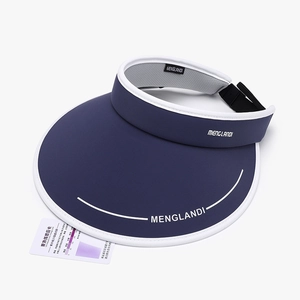 Navy blue visor hat with UV sensor card, foldable ice silk sun protection for women