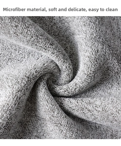 Macro shot of grey microfibre cleaning cloth showing thick fluffy texture and soft fibers