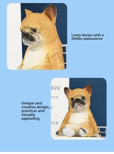 Close-up of a resin pug dog figurine with realistic textures and vivid expressions
