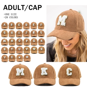 Unisex Corduroy Baseball Cap Vintage Chenille Letter Embroidery Patch Sequin Adjustable Fashion Outdoor Snapback Sun Hat