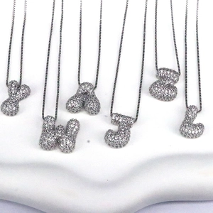 Minimalistische Silberfarbene Kupfer Zirkonia Anfangsbuchstaben Anhänger Halskette Für Damen Herren Trendige Pave Schlangenkette Schmuck Geschenk
