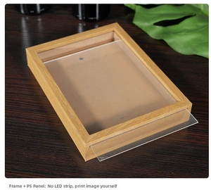 Rectangle wood frame with sliding PS panel detail for DIY printing and creative home decor