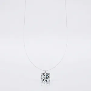 Moissanite Pendant Necklace 925 Sterling Silver Round Brilliant Cut D Color Invisible Transparent Line Jewelry For Women