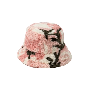 Bob en polaire camouflage rose et vert, chapeau d'hiver épais et chaud pour femme