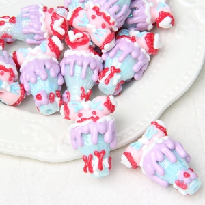 Hand-painted acrylic ice cream beads in pastel colors for DIY jewelry and crafts