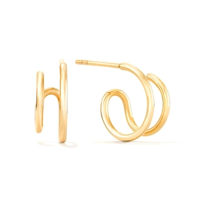 Minimalistische doppellagige Spirale Ohrstecker aus 18k vergoldetem Sterlingsilber