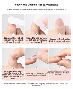 Step-by-step tutorial for applying clear double-sided jelly glue stickers for press-on nails