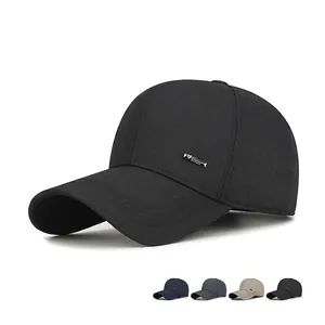 Men Baseball Cap Adjustable Sun Protection Outdoor Casual Hat With Metal SPORTS Label Polyester