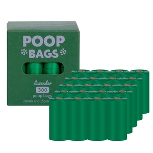 Eco-friendly biodegradable lavender scented dog poop bags 300 count with 20 rolls