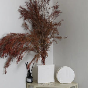 Modern white ceramic geometric vases with wave texture for minimalist home decor