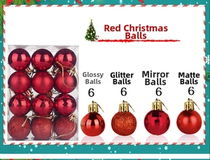 Red 4cm Christmas balls in shiny, matte, glitter, and mirrored textures set for tree decor