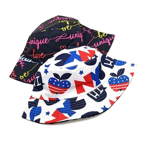 Fashionable graffiti bucket hats with NYC and artistic text prints for sun protection