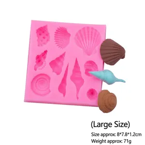 Pink silicone shell and scallop cake mold set for DIY fondant and chocolate baking