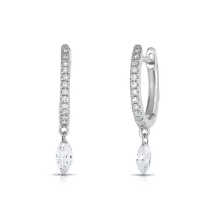 Elegant S925 silver huggie earrings featuring marquise-cut drop zircon and pavé setting