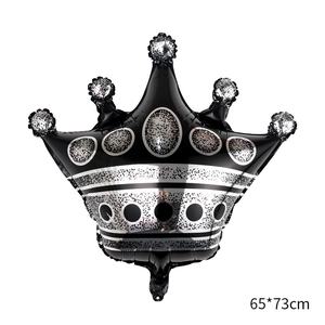 Large golden crown aluminum foil balloon with black texture for birthday party decoration