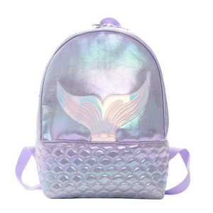 Sac à dos sirène violet avec finition laser irisée et texture d'écailles de poisson