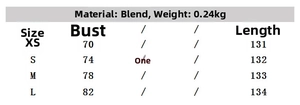 Detailed size chart for women's satin midi dress showing chest and length measurements