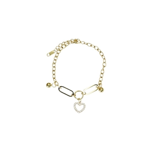 Golden chain bracelet with a sparkling heart pendant and adjustable lobster clasp closure