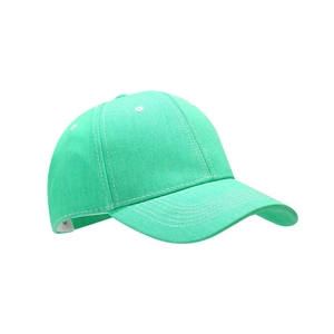 Mint green canvas baseball cap with white contrast stitching and curved brim